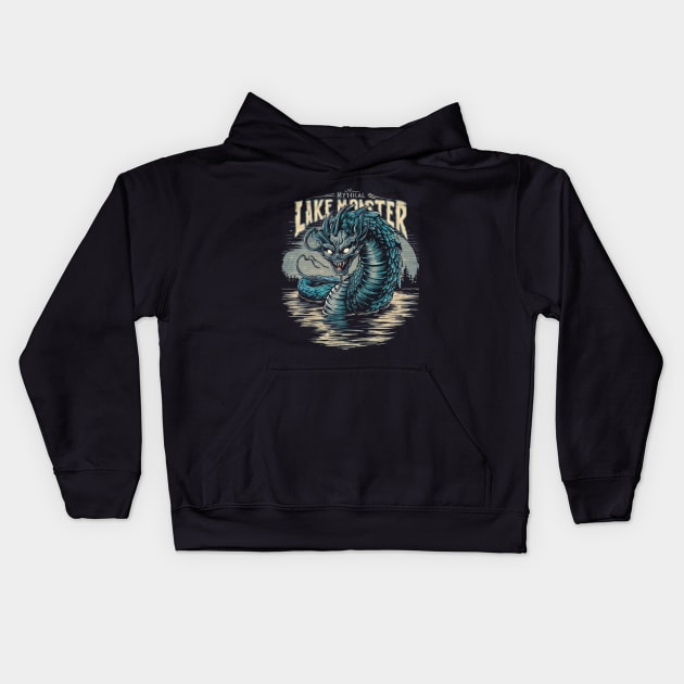 Mythical lake monster Kids Hoodie by Spaceboyishere